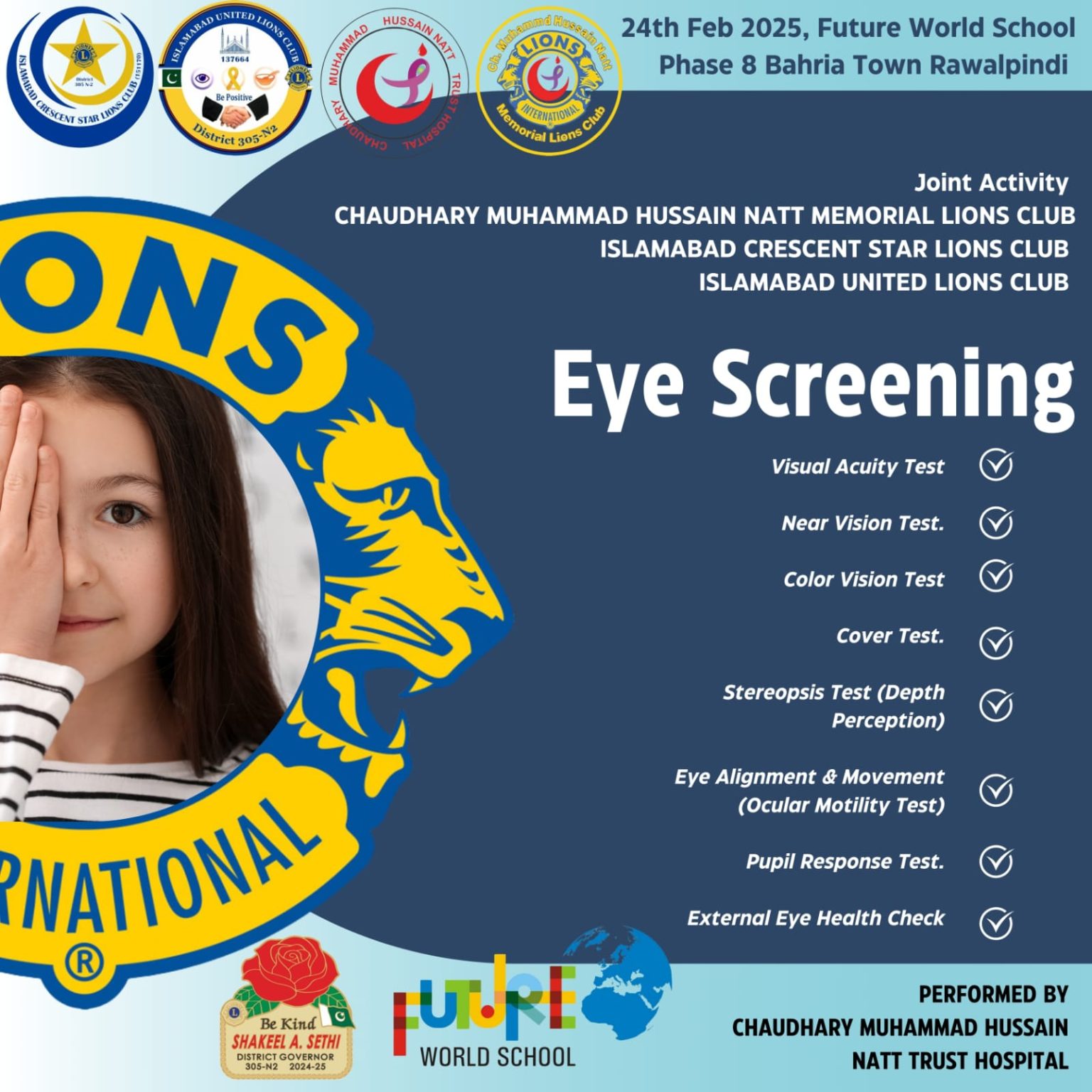 Free Eye Screening Camp on 24th February 2025 at Future World School